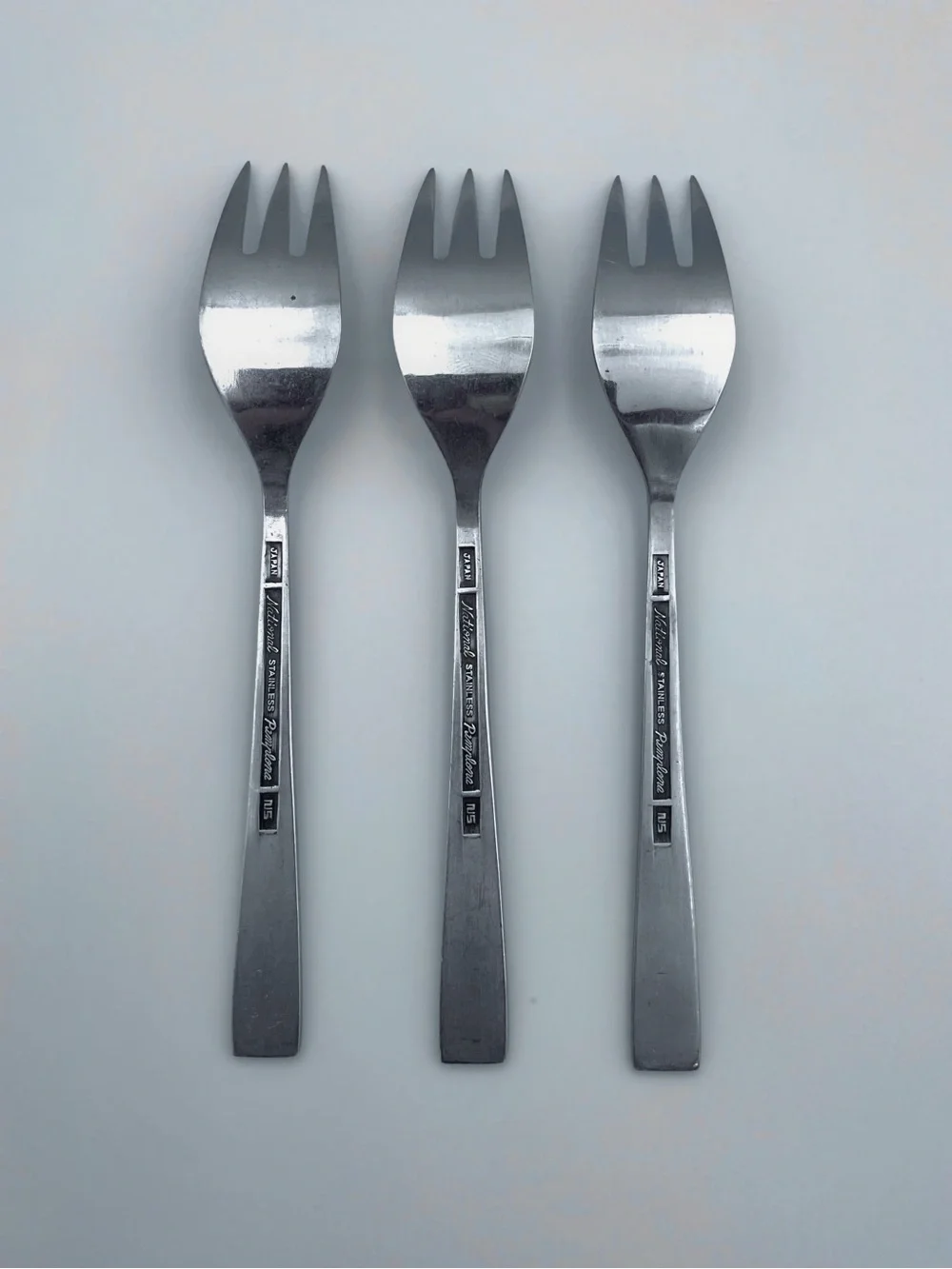 Vintage National Silver Co PAMPLONA Stainless Steel Salad Forks- MCM - Set of 3